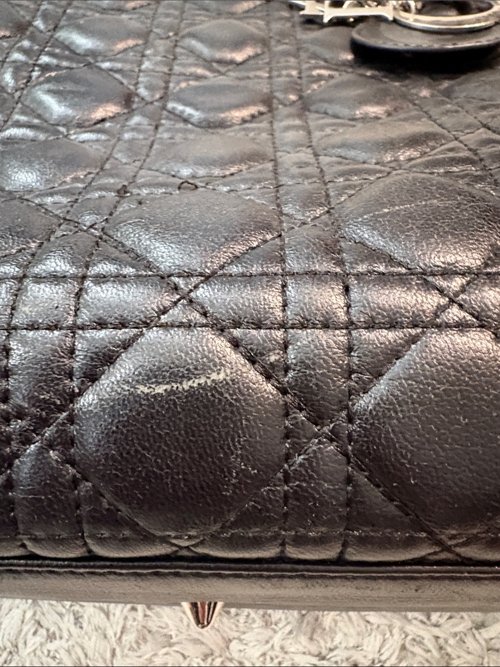 Black Quilted Leather Satchel Handbag - Designer Style - Picture 4 of 13